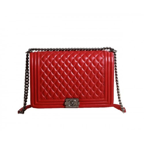 Chanel Boy Flap Sac à bandoulière en cuir d'origine A67087 Rouge