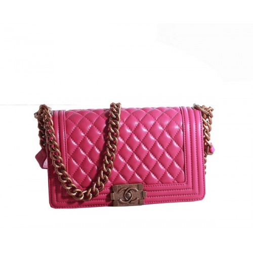 Chanel Boy Flap Sac à bandoulière en cuir d'agneau rose A67086 Doré