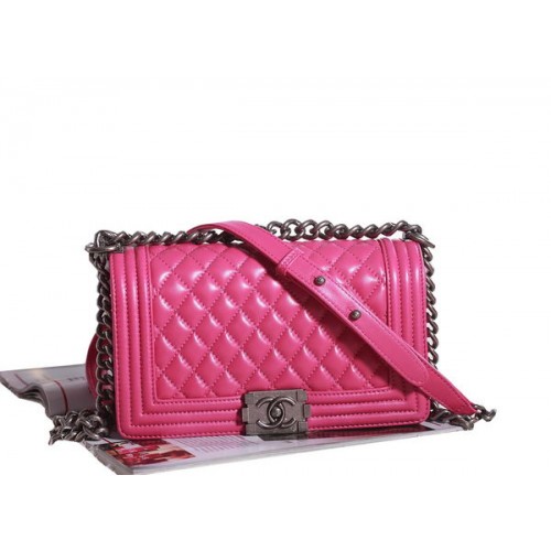 Chanel Boy Flap Sac à Bandoulière en Cuir d'Agneau Rose A67086 Argent