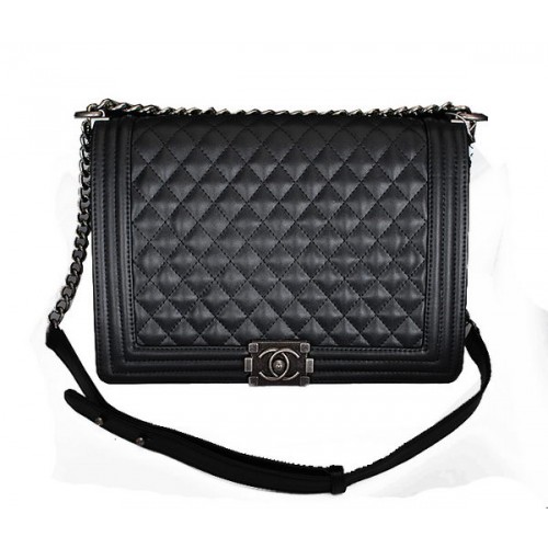 Chanel Boy Flap Sac à bandoulière en cuir de mouton A6796 Noir