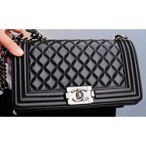 Chanel Boy Flap Sacs à bandoulière en cuir de mouton A67086 Noir