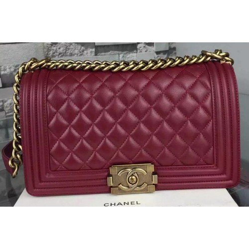 Chanel Boy Flap Sacs à bandoulière en cuir de mouton A67086 Bordeaux