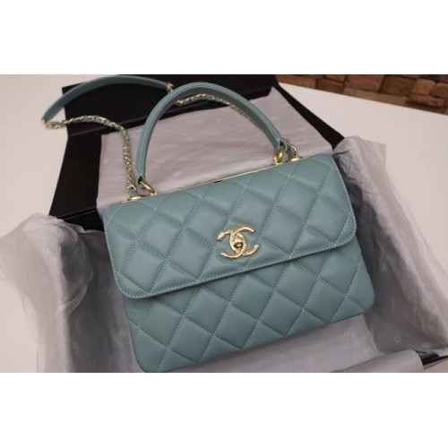 Chanel CC original sac à rabat en cuir d'agneau 92236 vert&métal doré