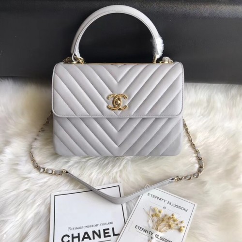 Chanel CC original sac à rabat en cuir d'agneau 92236V boucle or gris