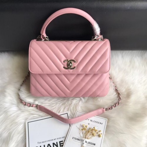Chanel CC original sac à rabat en cuir d'agneau 92236V boucle argentée rose