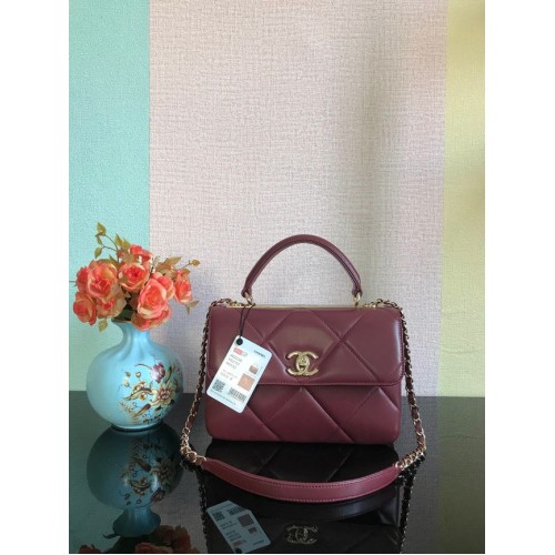 Chanel CC original sac à rabat en cuir d'agneau A92236 Bordeaux&Métal Doré