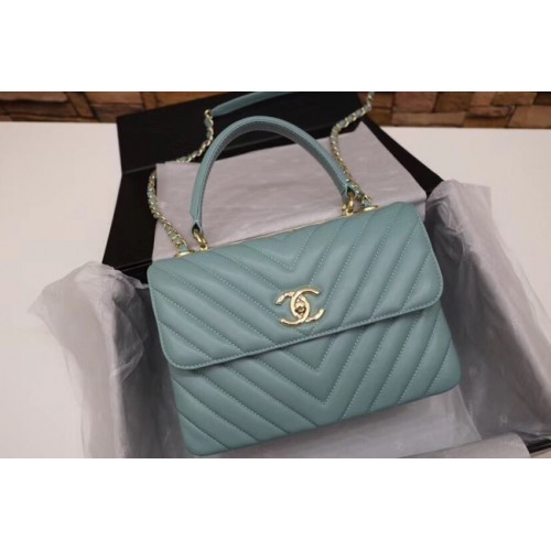 Chanel CC original sac à rabat en cuir d'agneau V92236 vert&Métal Doré