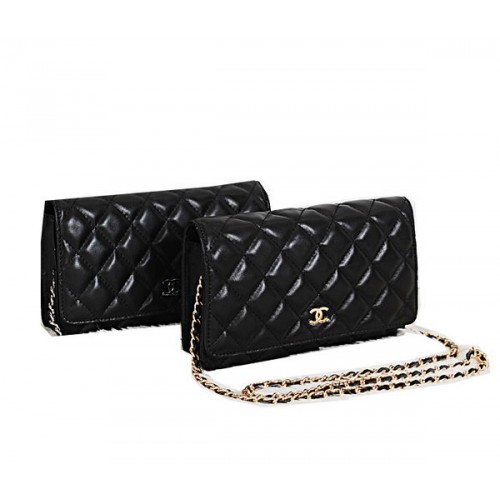 Chanel CHA33814 Mini sac à rabat en cuir de mouton d'origine Noir