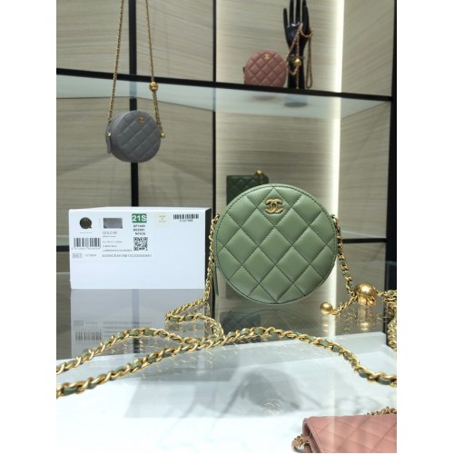 Chanel POCHETTE AVEC CHAÎNE Agneau Métal doré AS1449 vert