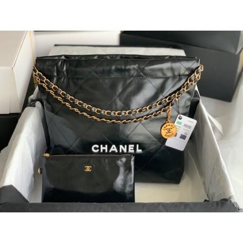 Chanel Sac cabas en cuir de veau AS3261 noir&blanc