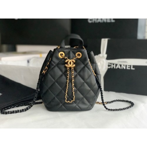 Chanel Sac à dos en cuir de veau Cuir d'origine AS3211 noir