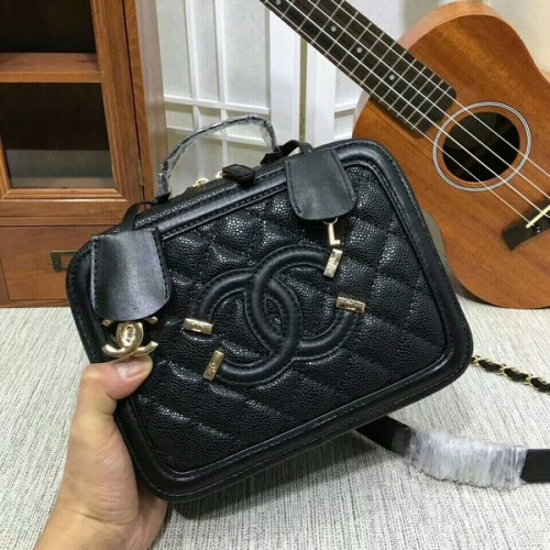 Chanel Mini sac à bandoulière en cuir de veau 6070 Noir