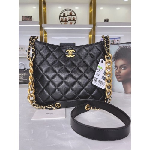 Chanel Sac à bandoulière en cuir de veau AS3112 noir