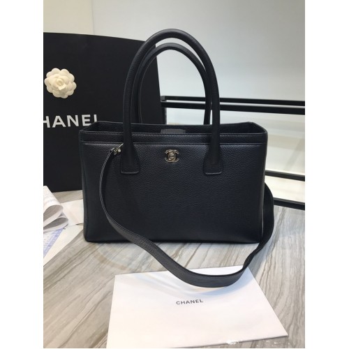 Chanel Cuir de veau Métal argenté A91868 noir
