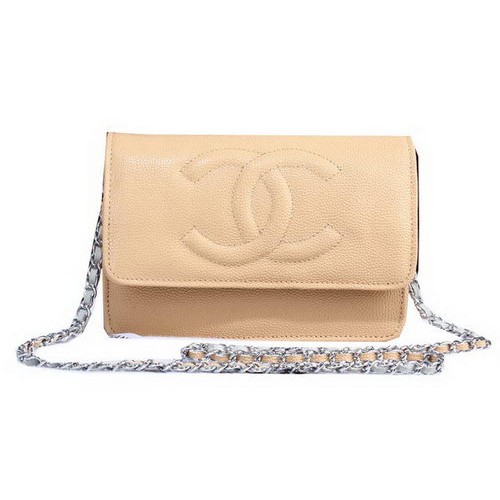 Sac à bandoulière à rabat en cuir à motif cannage Chanel A8892 Abricot
