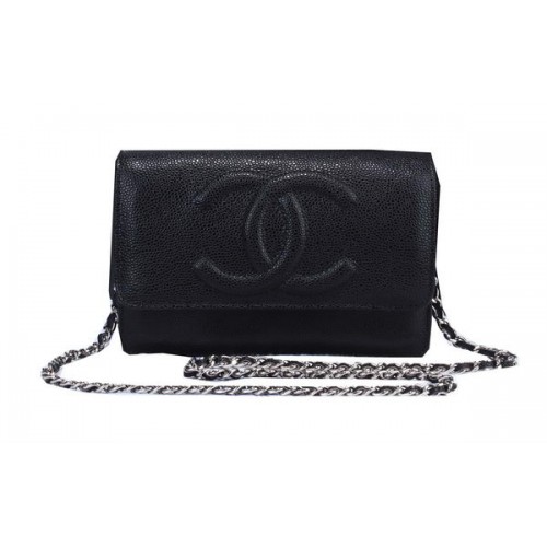 Sac à bandoulière à rabat en cuir à motif cannage Chanel A8892 Noir