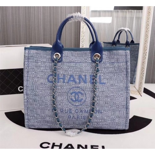 Chanel Canvas Tote Shopping Bag 8099 bleu