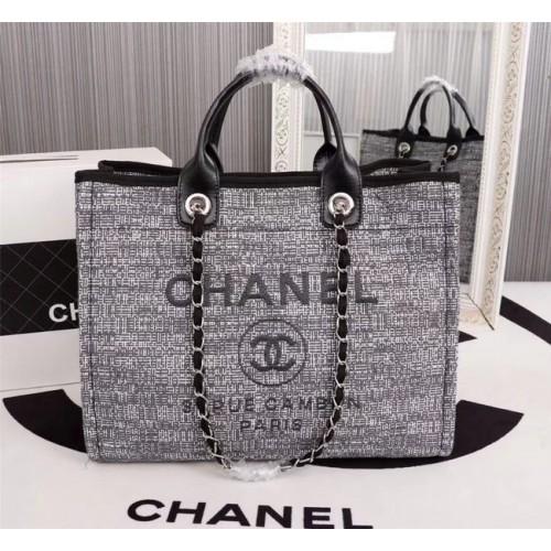 Chanel Canvas Tote Shopping Bag 8099 gris