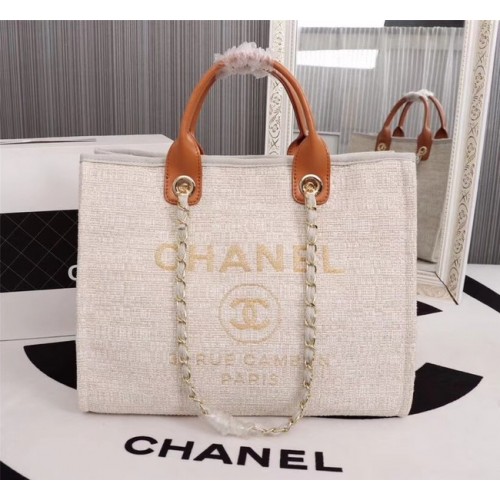 Chanel Canvas Tote Shopping Bag 8099 blanc cassé
