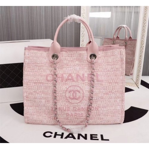 Chanel Canvas Tote Shopping Bag 8099 rose