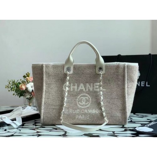 Chanel Canvas Tote Shopping Bag B66941 Crème