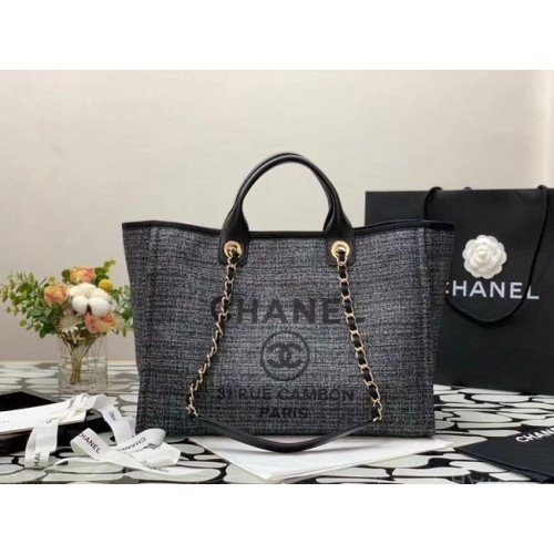 Chanel Canvas Tote Shopping Bag B66941 noir