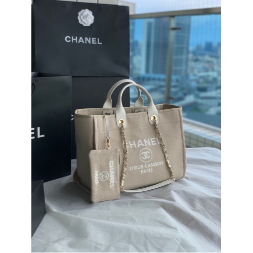 Chanel Canvas Tote Shopping Bag B66941 gris clair