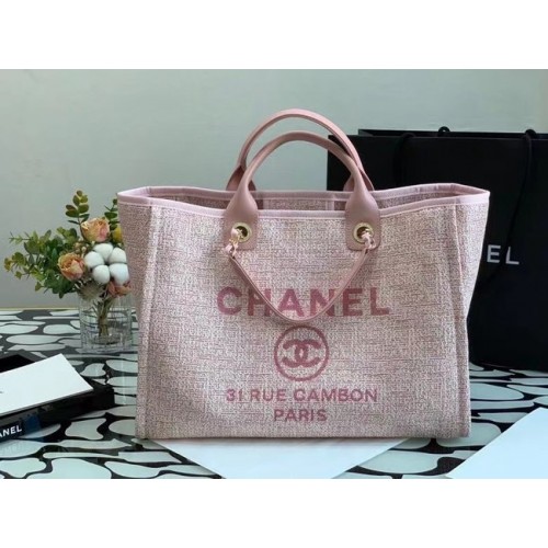 Chanel Canvas Tote Shopping Bag B66941 rose