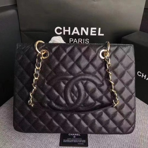 Sac fourre-tout en cuir de veau Chanel Caviar 20995 Noir