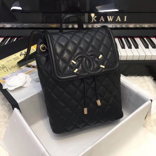 Sac à dos en cuir Chanel Caviar Cuir d'origine 83430 Noir