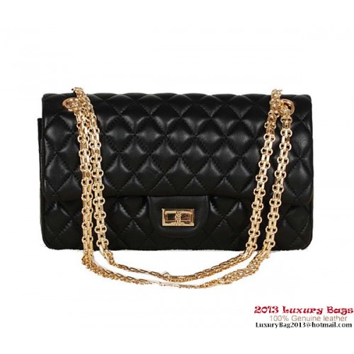 Chanel Classic 2.55 Series Sac en cuir de mouton noir 1112 Or