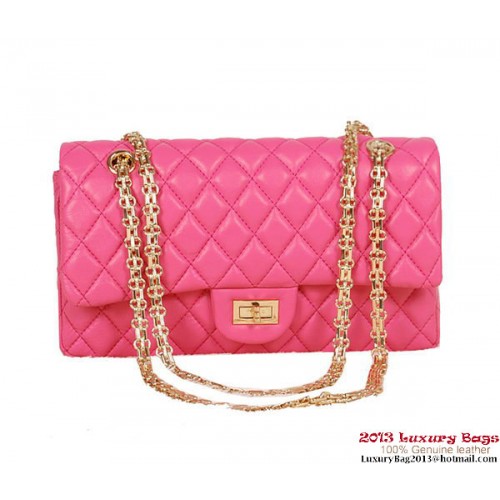 Sac Chanel Classic 2.55 Series en cuir de mouton rose 1112 or