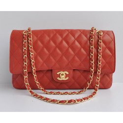 Chanel Classic 2.55 Series Red Caviar Golden Chain Sac à rabat matelassé 1113
