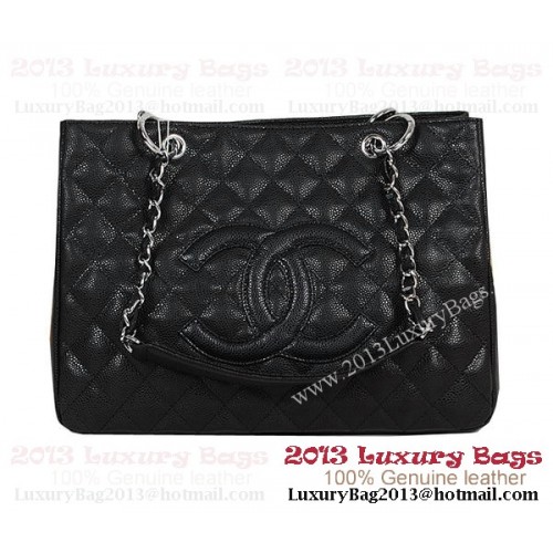 Chanel Classic CC Cabas Noir Motifs Cannage A35899 Argent