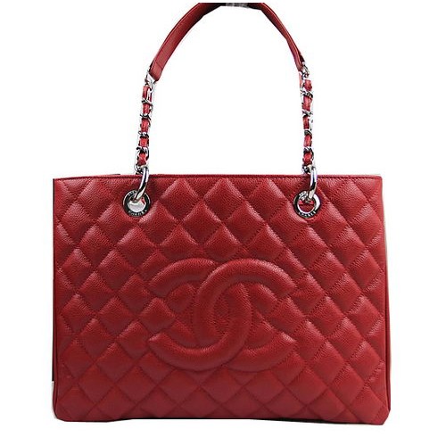 Chanel Sac Coco Classique Rouge GST Cuir Caviar A50995 Argent