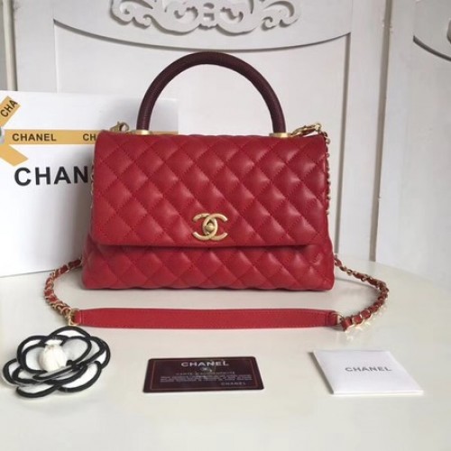 Chanel Classic Deep red Top Handle Bag Original Caviar Leather A92215 rouge