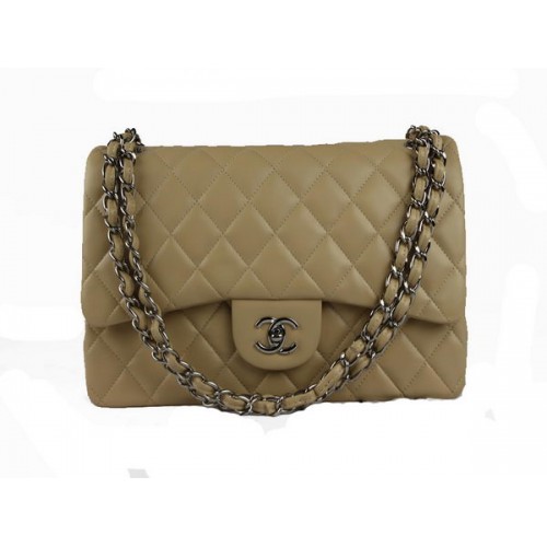 Chanel Classic Flap Bag 1113 Abricot Cuir de Mouton Original Argent