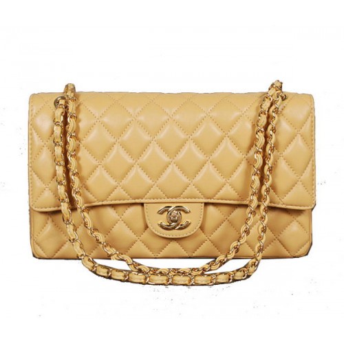 Chanel Classic Flap Bag 1113 Cuir de Mouton Abricot Doré