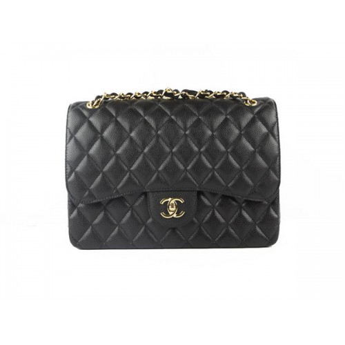 Chanel Classic Flap Bag 1113 Noir Cuir Caviar Original Or