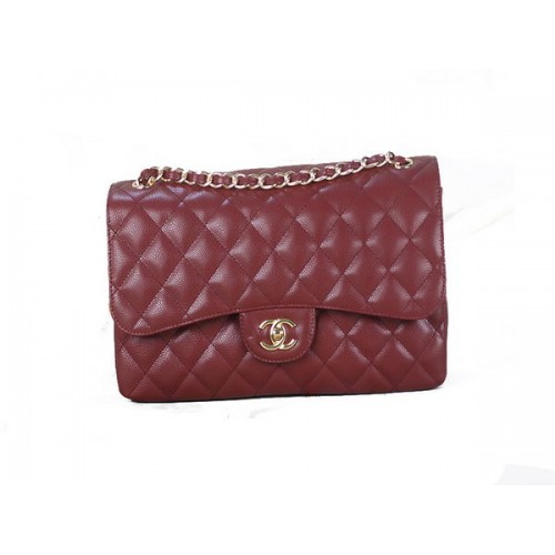 Chanel Sac à Rabat Classique 1113 Bordeaux Original Cannage Motif Cuir Doré