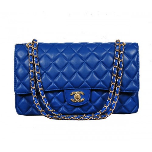 Chanel Classic Flap Bag 1113 RoyalBlue Cuir de Mouton Doré