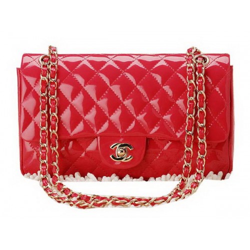 Chanel Classic Flap Bag 2.55 Series Cuir verni CHA1112 Pêche