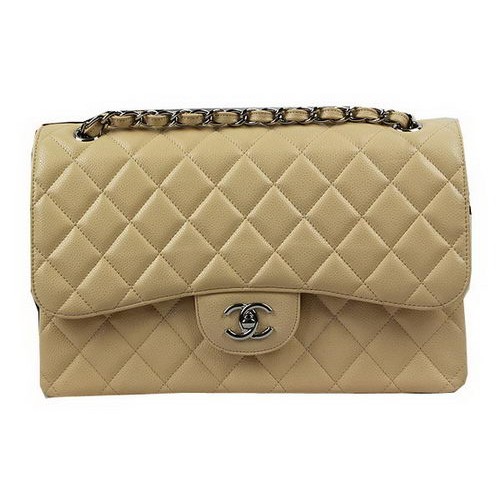 Chanel Sac à Rabat Classique Abricot Cannage Motif CF1113 Argent