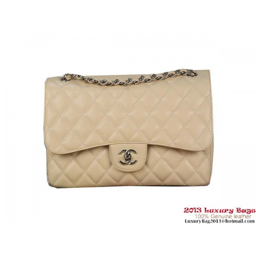 Chanel Sac à Rabat Classique Abricot Motifs Original Cannage Cuir Argenté