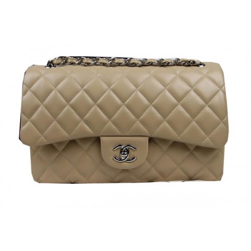 Chanel Sac à Rabat Classique Abricot Cuir Original CF1113 Argent