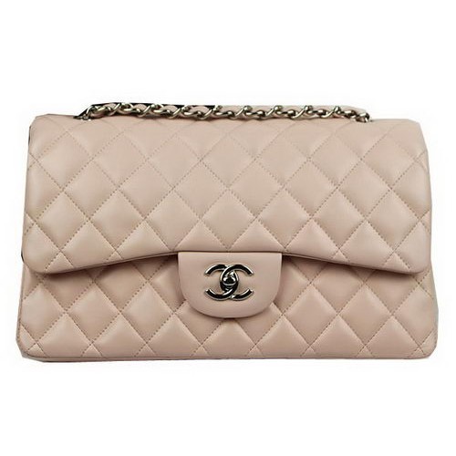 Chanel Sac à rabat classique Beige Cuir d'origine CF1113 Argent