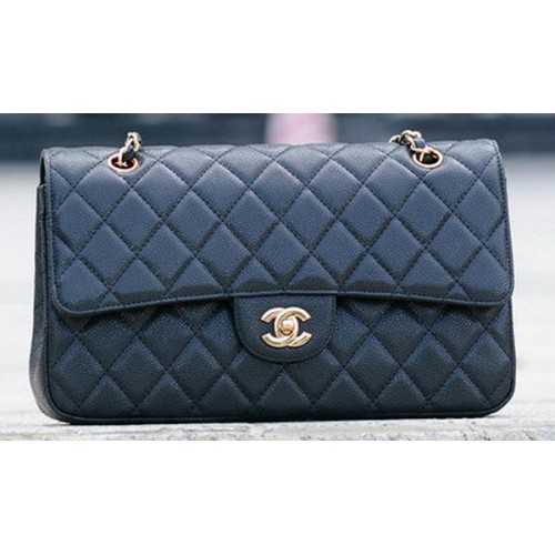 Chanel Sac à Rabat Classique Noir Motif Cannage A1113 Doré
