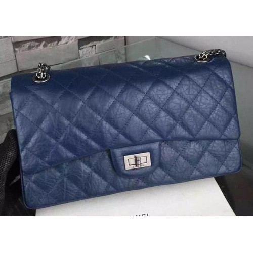 Chanel Sac à Rabat Classique Noir Cuir de Veau Original CHA6059 Bleu