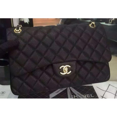 Chanel Sac à rabat classique Noir Cuir de daim d'origine CHA5212 Or