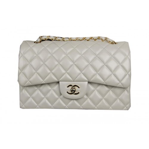 Chanel Sac à rabat classique OffWhite Cuir d'origine CF1113 Or